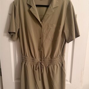 Athleta Khaki Short Sleeve Romper
